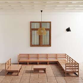 vidaXL Loungesett 12 Deler Honningbrun Solid Furu 3075882