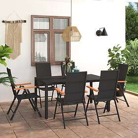 vidaXL Garden Dining Set 7 Pieces Black and Brown 3060085
