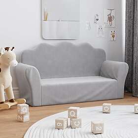 vidaXL Barnsoffa 2-sits ljusgrå mjuk plysch 341864