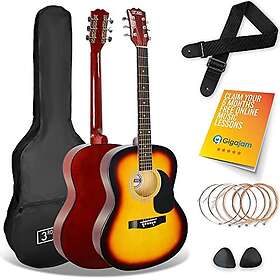 3rd Avenue Full Size 4/4 Acoustic Guitar Steel String Pack Bundle for Beginners