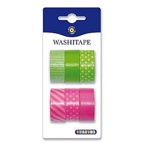 Playbox Washi Tape 6-pack Vert & Rose