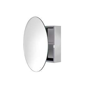 HeFe Severn spegelskåp med rund spegel Ø50 cm, Rostfritt stål