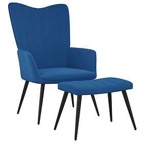 vidaXL Vilstol med fotpall blå sammet 327698