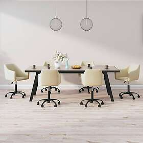 vidaXL Snurrbara matstolar 6 st gräddvit sammet 3092911