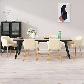 vidaXL Matstolar 6 st gräddvit sammet 3092817