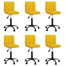 vidaXL Snurrbara matstolar 6 st senapsgul sammet 3087592