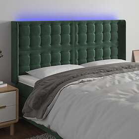 vidaXL Sänggavel LED mörkgrön 203x16x118/128 cm sammet 3124551