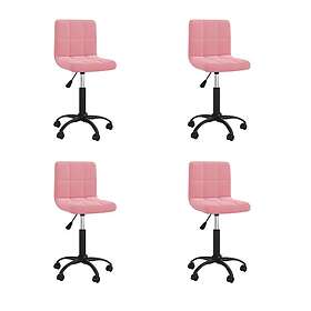vidaXL Snurrbara matstolar 4 st rosa sammet 3087579