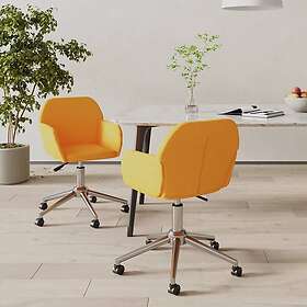 vidaXL Snurrbara matstolar 2 st mörkgul tyg 3103096