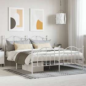 vidaXL Sängram med huvudgavel och fotgavel vit metall 183x213 cm 353511