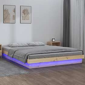 vidaXL Bed Frame LED 135x190 cm massivt trä 820012