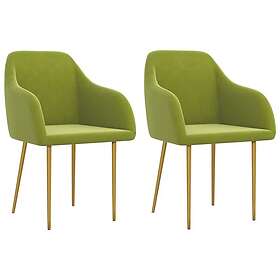 vidaXL Matstolar 2 st ljusgrön sammet 330649