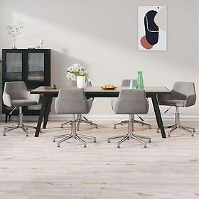 vidaXL Snurrbara matstolar 6 st ljusgrå sammet 3092720