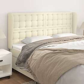 vidaXL Sengegavl med kanter gräddvit 163x23x118/128 cm konstläder 3118054