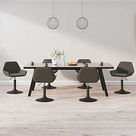 vidaXL Snurrbara matstolar 6 st mörkgrå sammet 3084912