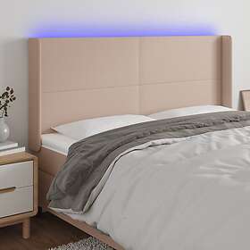 vidaXL Sänggavel LED cappuccino 163x16x118/128 cm konstläder 3123869