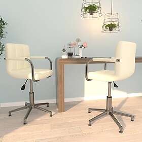 vidaXL Snurrbara matstolar 2 st gräddvit konstläder 334763