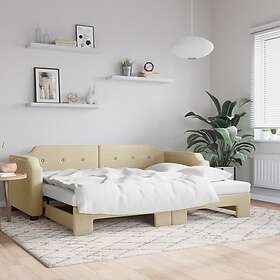vidaXL Dagbädd utdragbar gräddvit 100x200 cm tyg 3197643