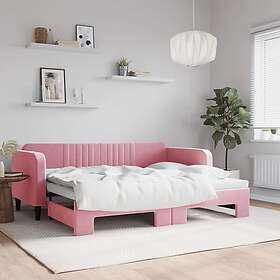 vidaXL Dagbädd utdragbar rosa 90x200 cm sammet 3197066