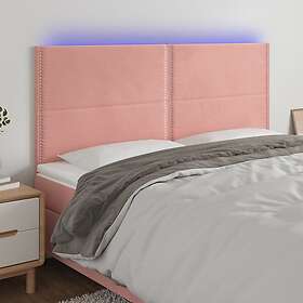 vidaXL Sänggavel LED rosa 160x5x118/128 cm sammet 3122343