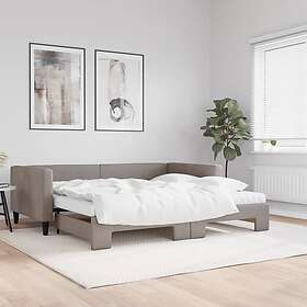 vidaXL Dagbädd med extrabädd och madrasser taupe 100x200 cm tyg 3196604