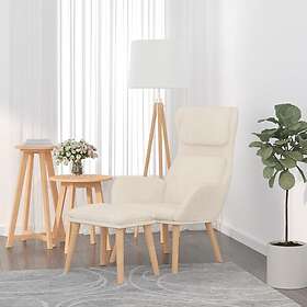 vidaXL Vilstol med fotpall gräddvit sammet 3097829