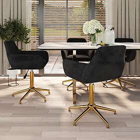 vidaXL Snurrbara matstolar 4 st svart sammet 3092770