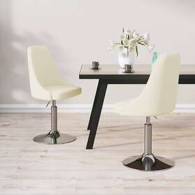 vidaXL Snurrbara matstolar 2 st gräddvit tyg 3084803