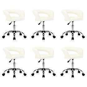 vidaXL Matstolar 6 st vit konstläder 3098656