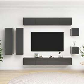 vidaXL TV-skåp 8 delar grå högglans spånskiva 3079546