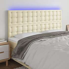 vidaXL Sänggavel LED gräddvit 180x5x118/128 cm konstläder 3122528