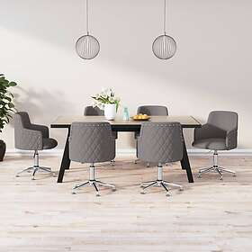 vidaXL Snurrbara matstolar 6 st mörkgrå tyg 3085098