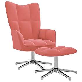 vidaXL Vilstol med fotpall rosa sammet 328132