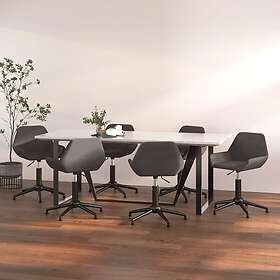 vidaXL Snurrbara matstolar 6 st mörkgrå sammet 3084980