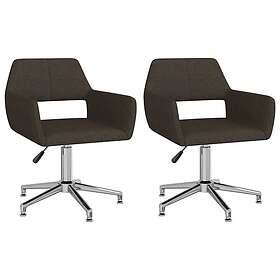 vidaXL Snurrbara matstolar 2 st mörkbrun tyg 330347