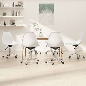 vidaXL Snurrbara matstolar 6 st vit PP 3085304