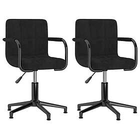 vidaXL Snurrbara matstolar 2 st svart sammet 334780