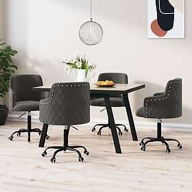 vidaXL Snurrbara matstolar 4 st mörkgrå sammet 3085070