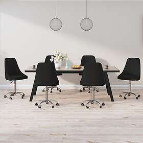 vidaXL Snurrbara matstolar 6 st svart tyg 3084840