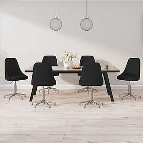 vidaXL Snurrbara matstolar 6 st svart tyg 3084864