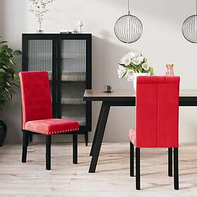 vidaXL Matstolar 2 st vinröd sammet 336883