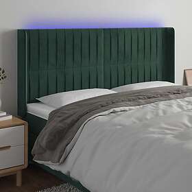 vidaXL Sänggavel LED mörkgrön 183x16x118/128 cm sammet 3124349