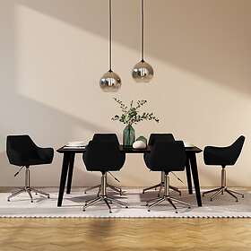 vidaXL Snurrbara matstolar 6 st svart tyg 3090314