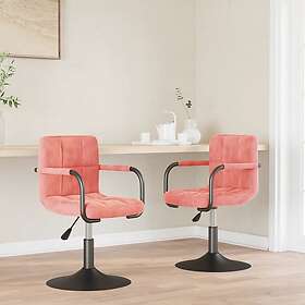 vidaXL Snurrbara matstolar 2 st rosa sammet 334622