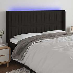 vidaXL Sänggavel LED svart 203x16x118/128 cm tyg 3124310