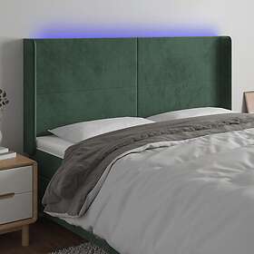 vidaXL Sänggavel LED grön 163x16x118/128 cm tsammetyg 3123825