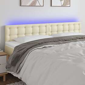 vidaXL Sänggavel LED gräddvit 180x5x78/88 cm konstläder 3121716