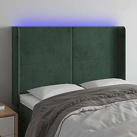 vidaXL Sänggavel LED grön 147x16x118/128 cm sammet 3123819
