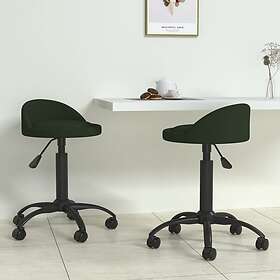 vidaXL Snurrbara matstolar 2 st mörkgrön sammet 333646