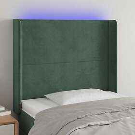 vidaXL Sänggavel LED mörkgrön 93x16x118/128 cm sammet 3123807